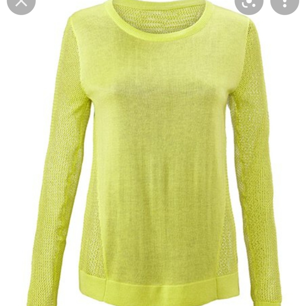 Cabi Split Back Pullover Sweater Lime bright XS